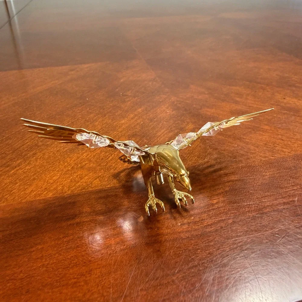 Vintage‎ 1992 Mascot Intl Gold Plated Eagle Globe Crystal Figurine Suction Cup